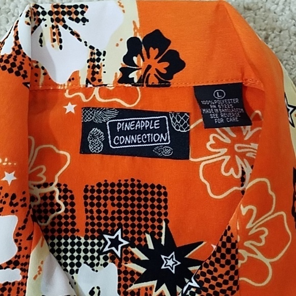 Pineapple Connection ~Youth Size L~ Orange Short Sleeve Button-Up Shirt. - Picture 7 of 7